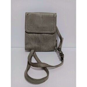 American Leather Company Green Embossed Crossbody Hipster Purse 10"×6"